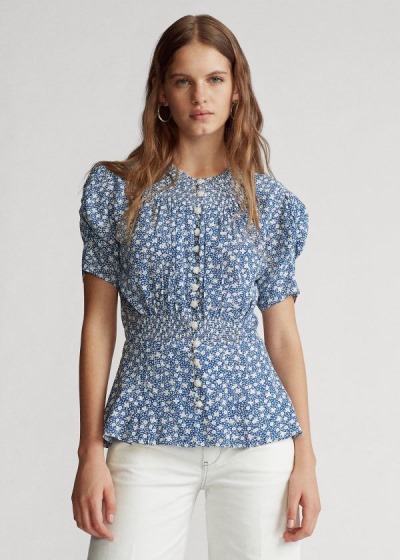 Women's Polo Ralph Lauren Crepe Peplum Blouses | 184950RDA